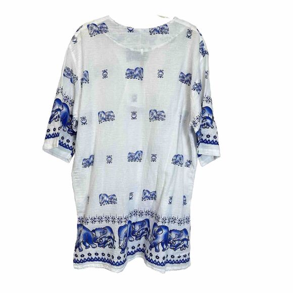 DA Collection Women's 2XL XXL Elephant Print Short Sleeve Pullover Top‎ Beachy - Picture 3 of 6